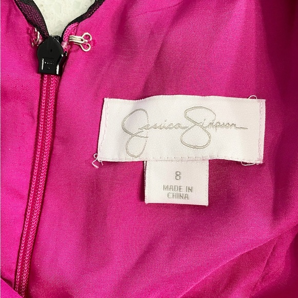 Jessica Simpson Floral Fit&Flare Dress Women 8 Sangria Black/Hot Pink Tulle EUC - Picture 9 of 9